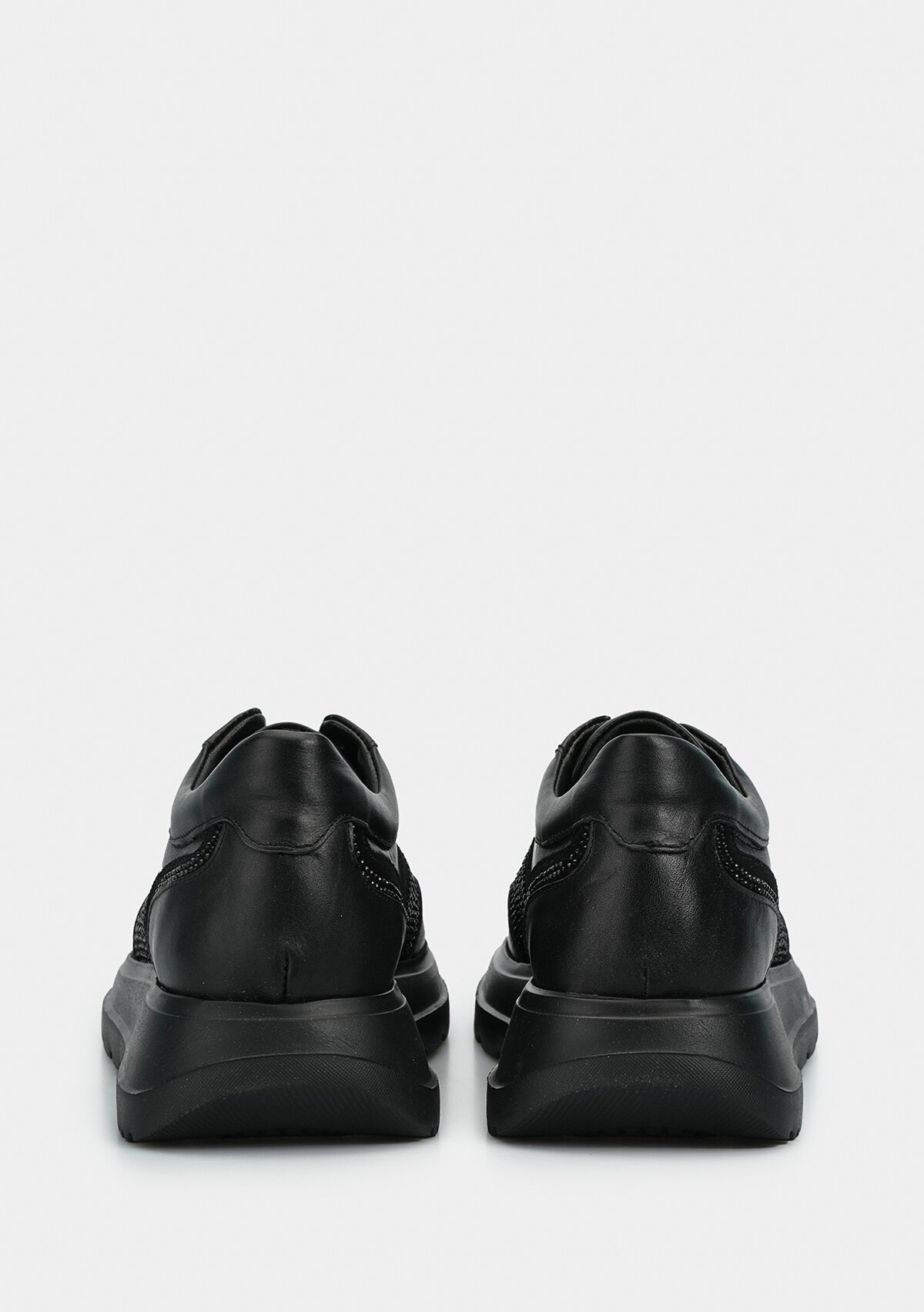 Siyah Deri Kadın Sneaker