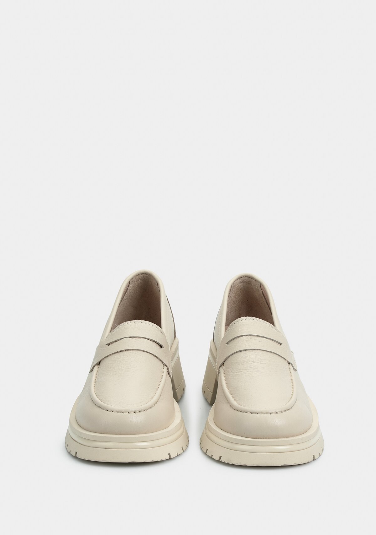 Ekru Deri Kadın Ayakkabı