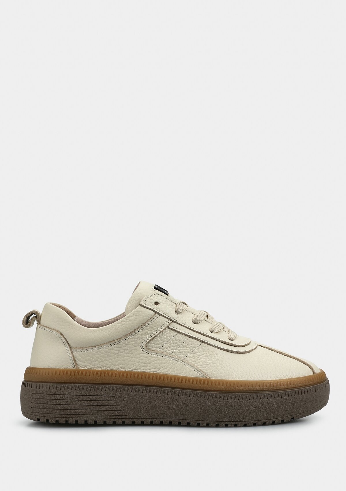 Ekru Deri Kadın Sneaker