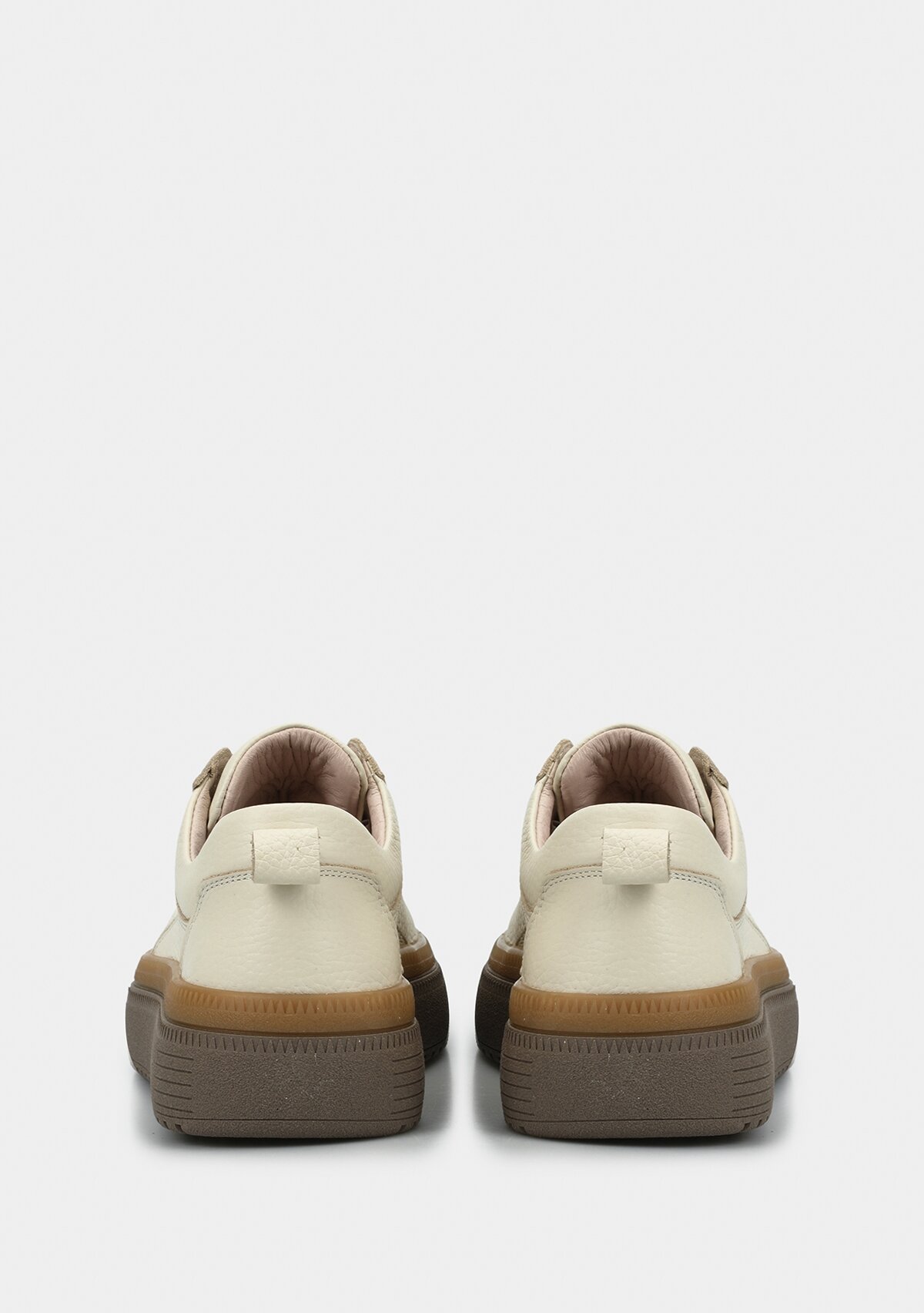 Ekru Deri Kadın Sneaker