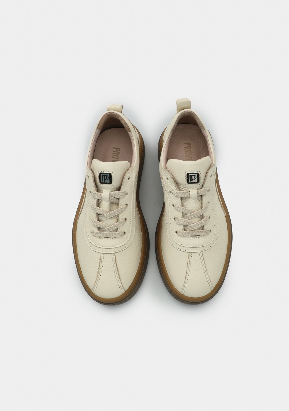Ekru Deri Kadın Sneaker