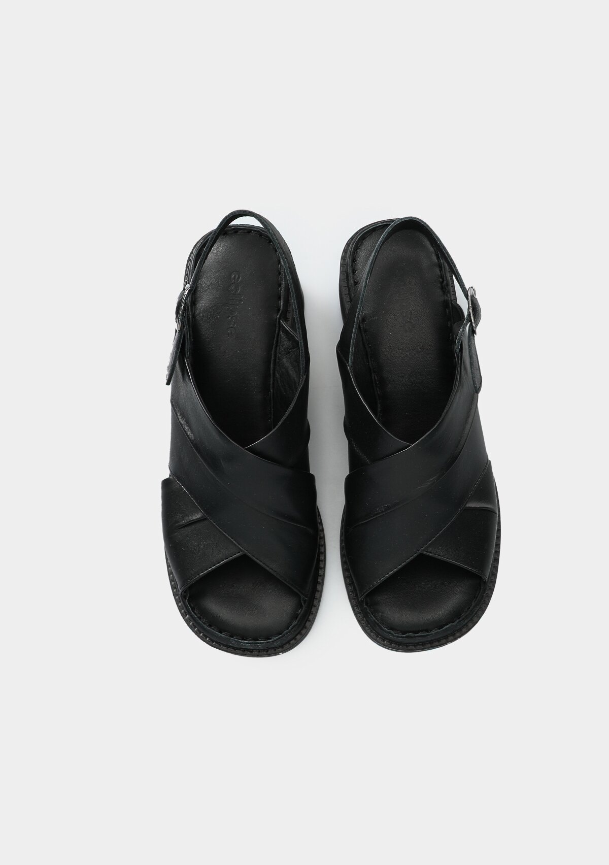 Siyah Deri Kadın Topuklu Sandalet