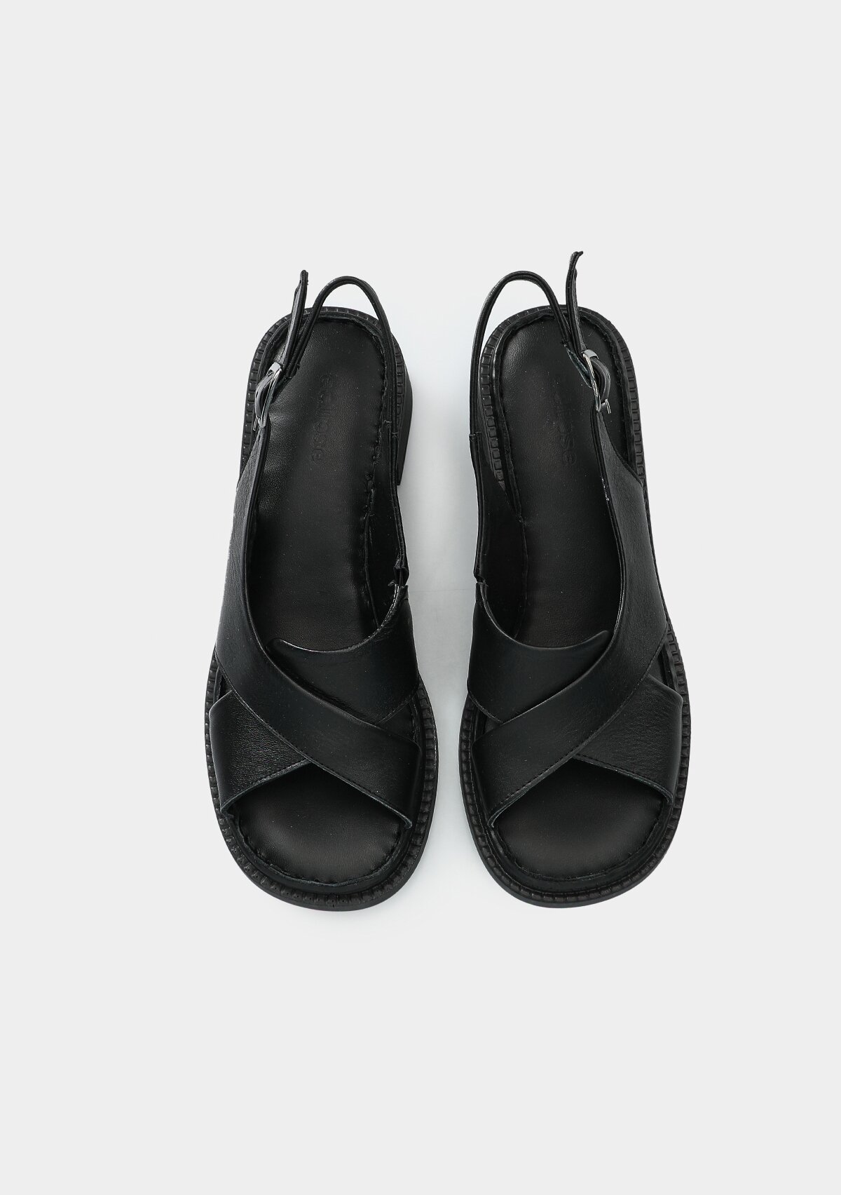 Siyah Deri Kadın Topuklu Sandalet