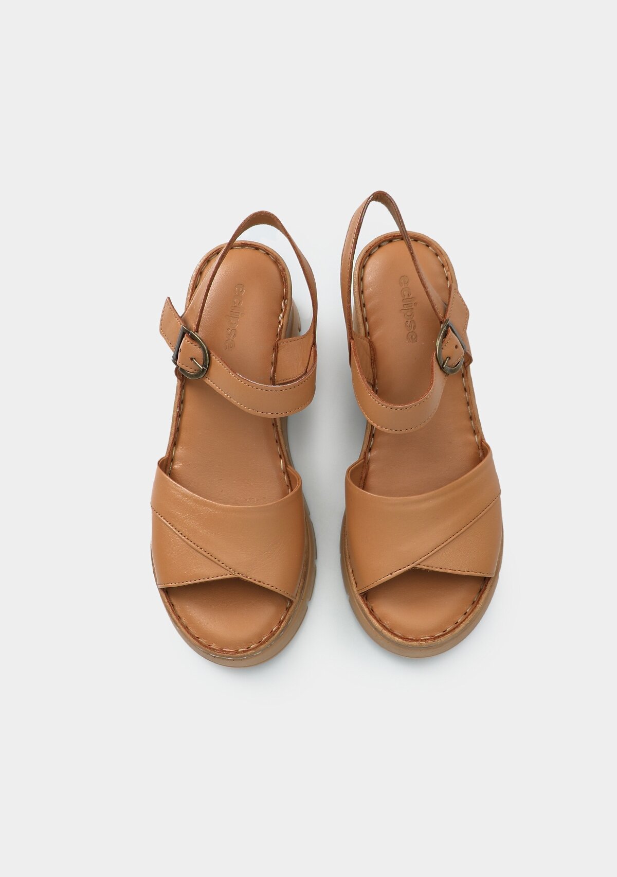 Taba Deri Kadın Topuklu Sandalet