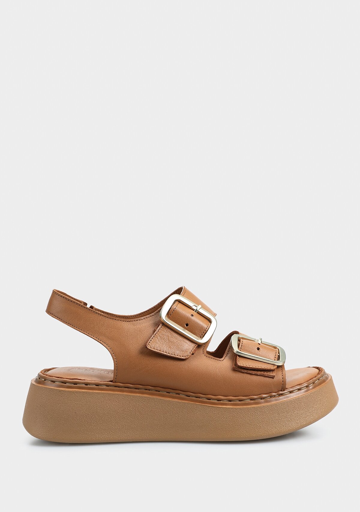 Taba Deri Kadın Düz Sandalet