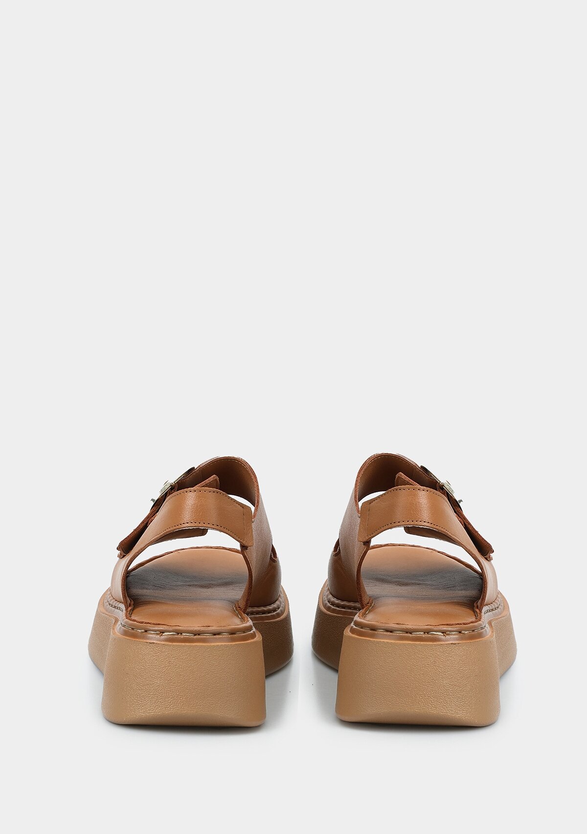 Taba Deri Kadın Düz Sandalet