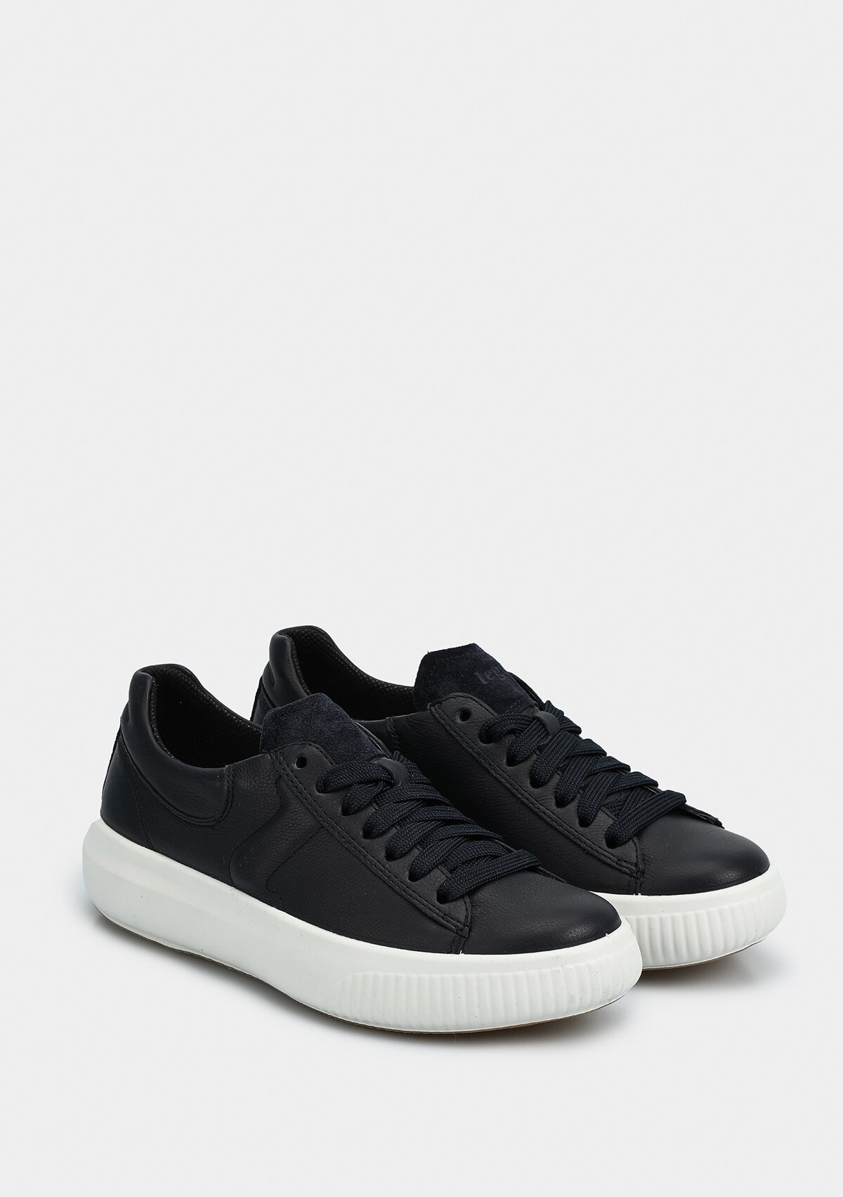 Lacivert Deri Kadın Sneaker