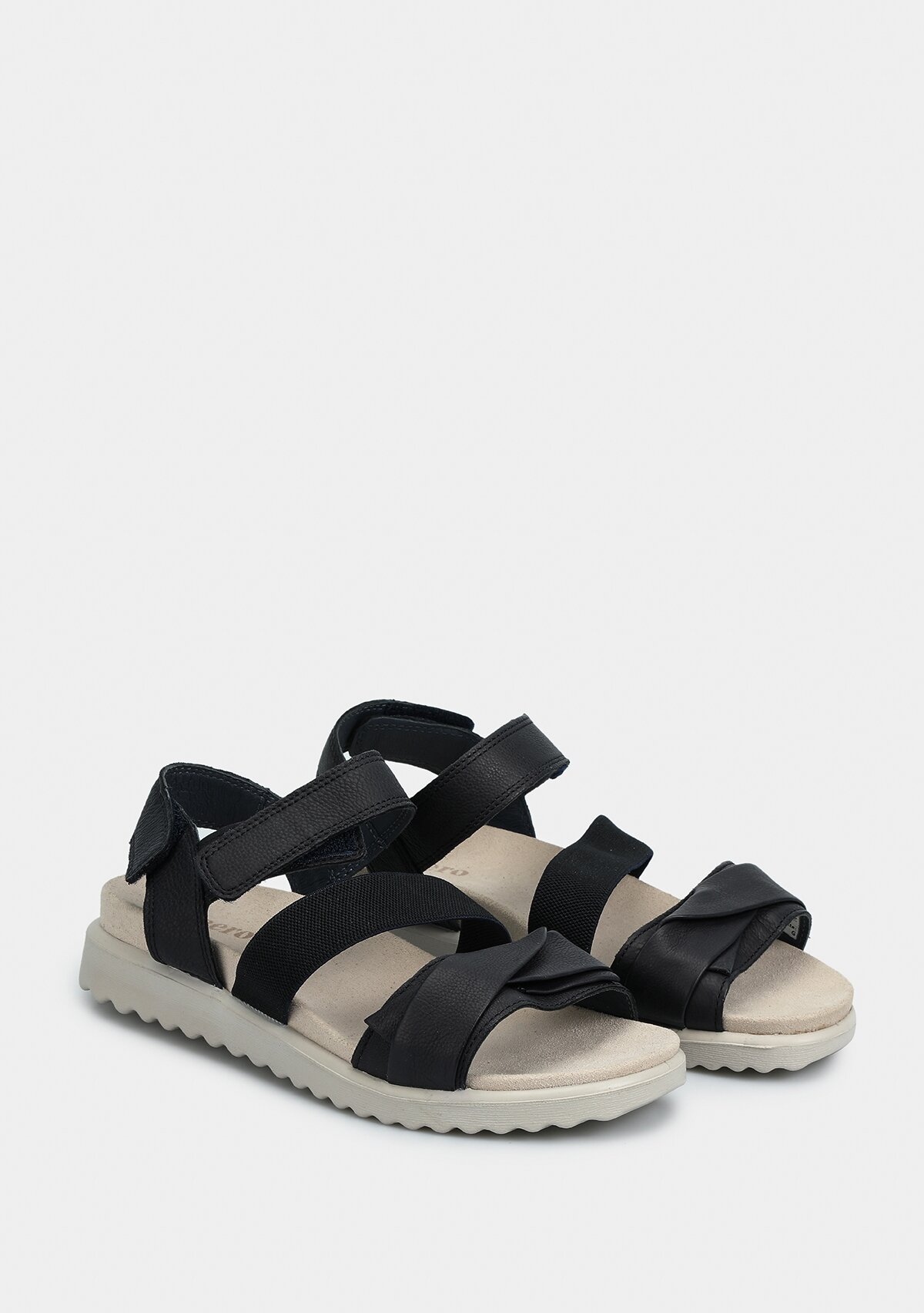 Lacivert Deri Kadın Düz Sandalet