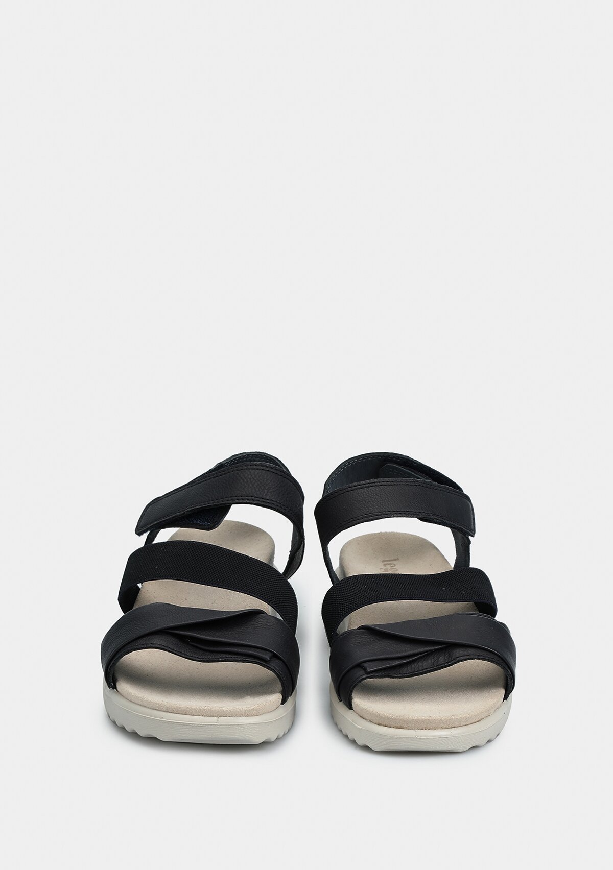 Lacivert Deri Kadın Düz Sandalet