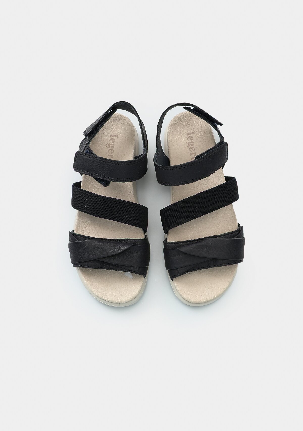 Lacivert Deri Kadın Düz Sandalet