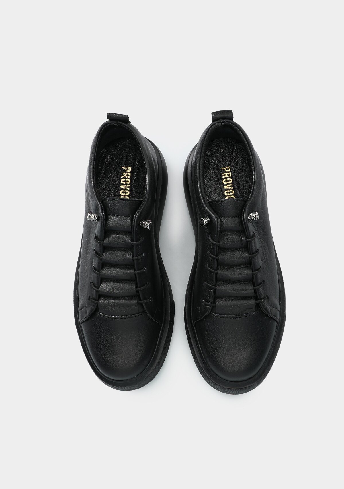 Siyah Deri Kadın Sneaker