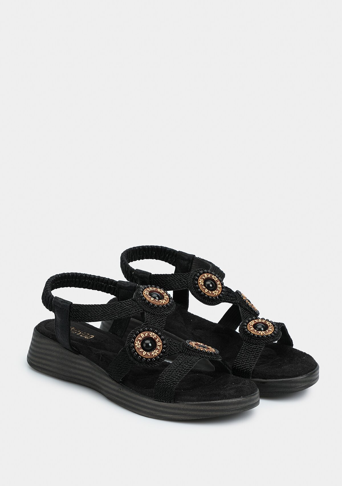 Siyah Kadın Düz Sandalet