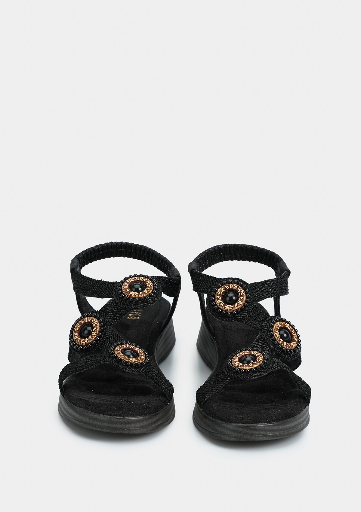 Siyah Kadın Düz Sandalet