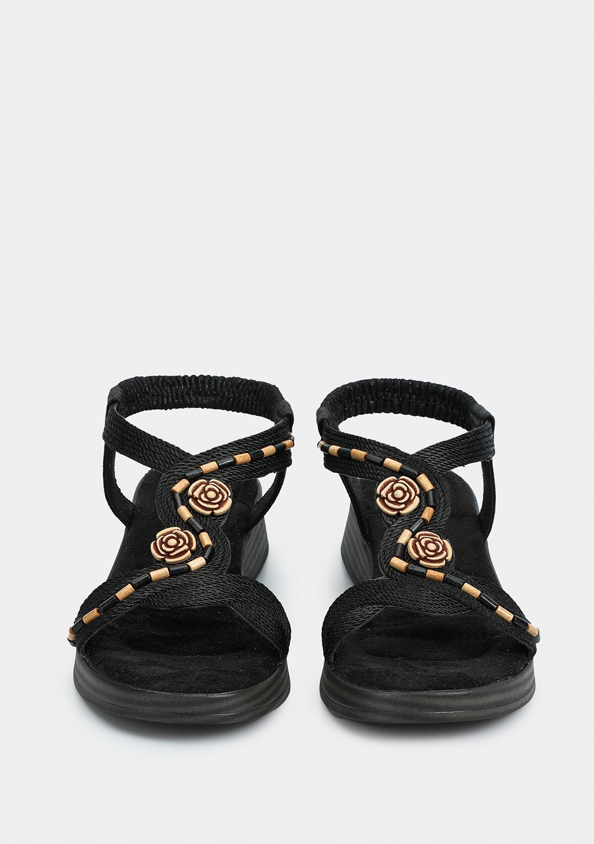 Siyah Kadın Düz Sandalet