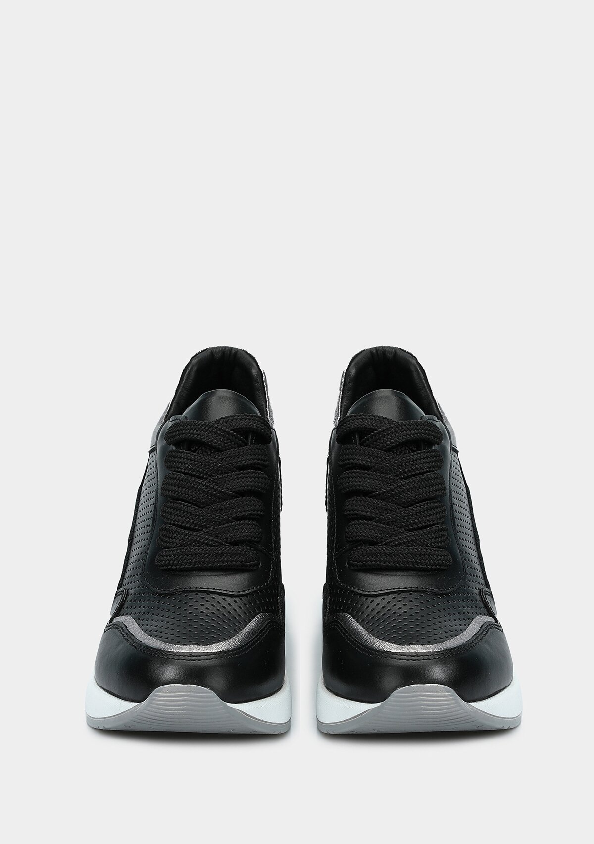 Siyah Deri Kadın Sneaker