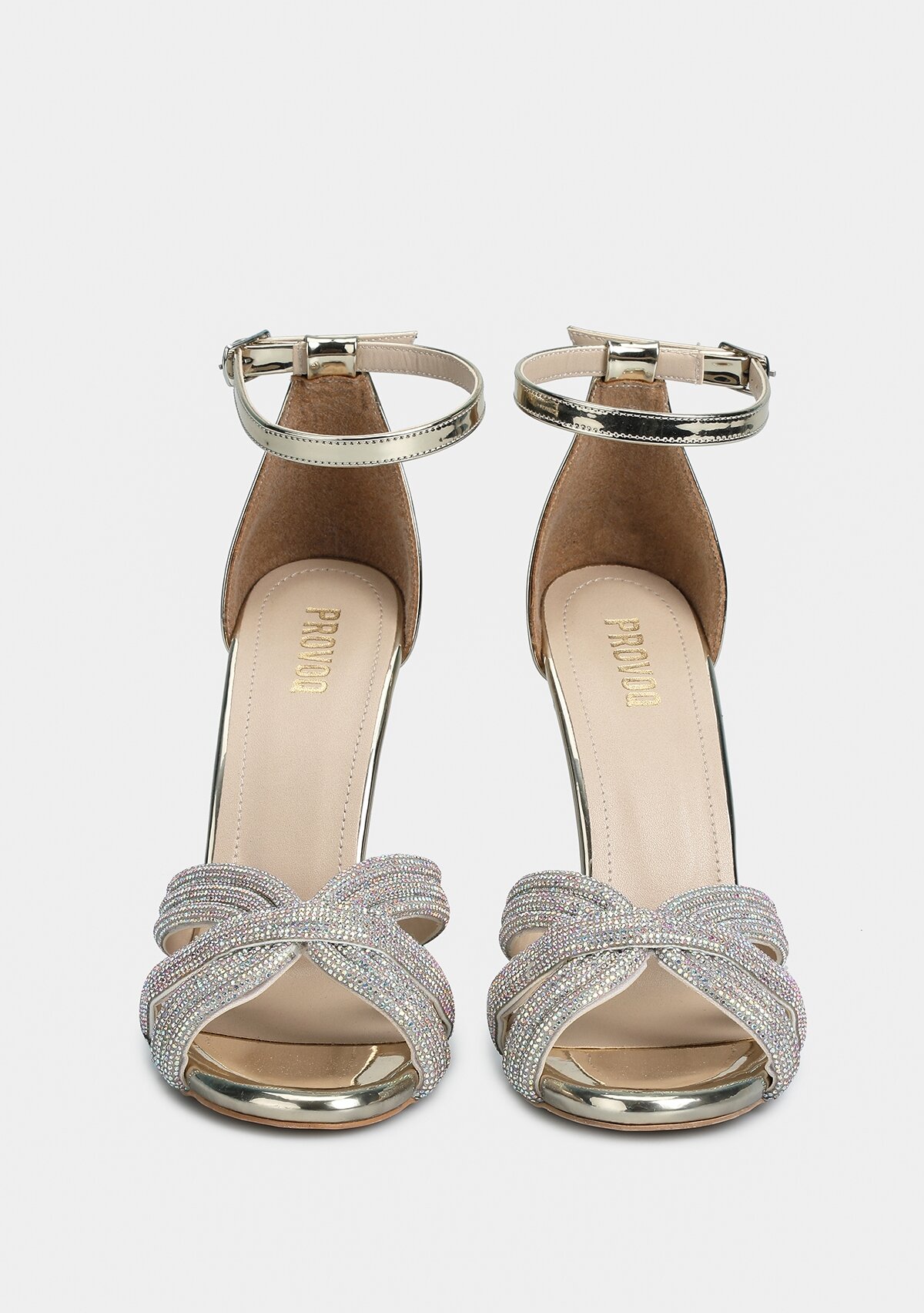 Altın Kadın Topuklu Sandalet