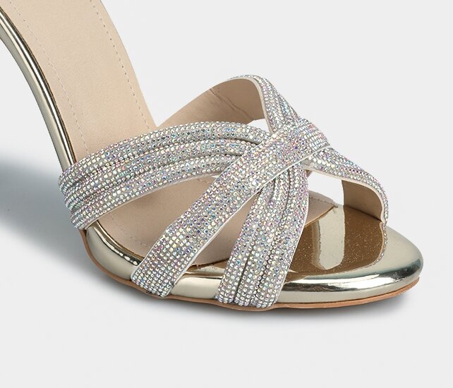 Altın Kadın Topuklu Sandalet