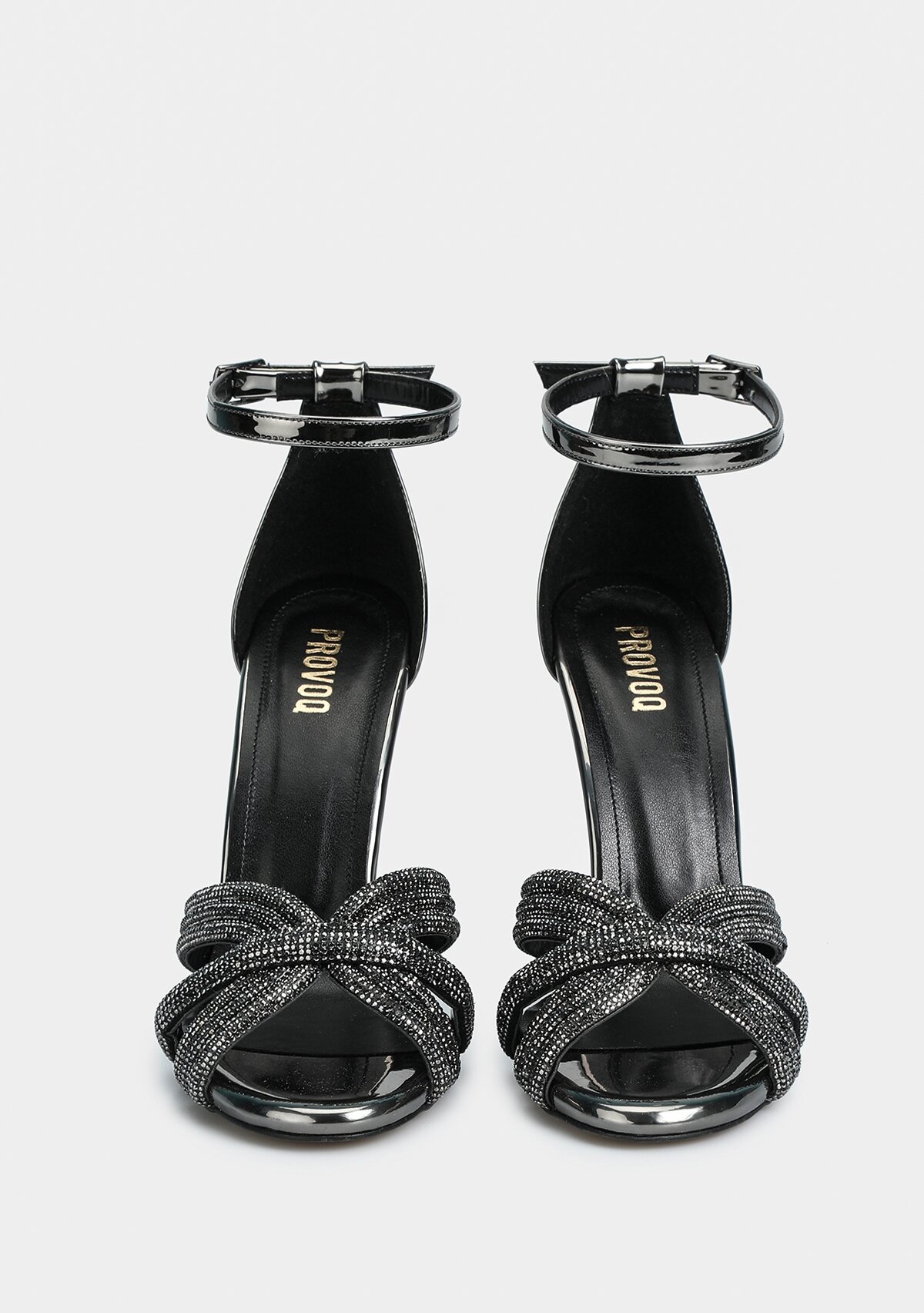 Platin Kadın Topuklu Sandalet