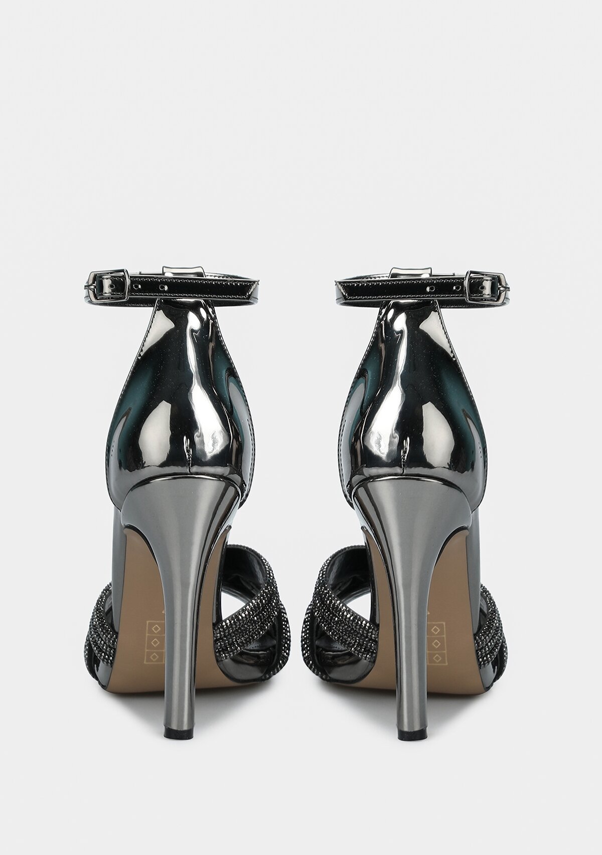 Platin Kadın Topuklu Sandalet