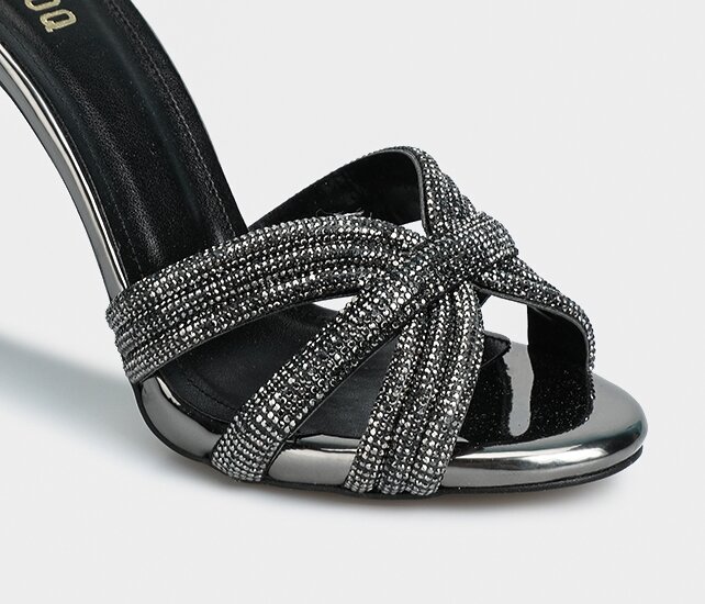 Platin Kadın Topuklu Sandalet