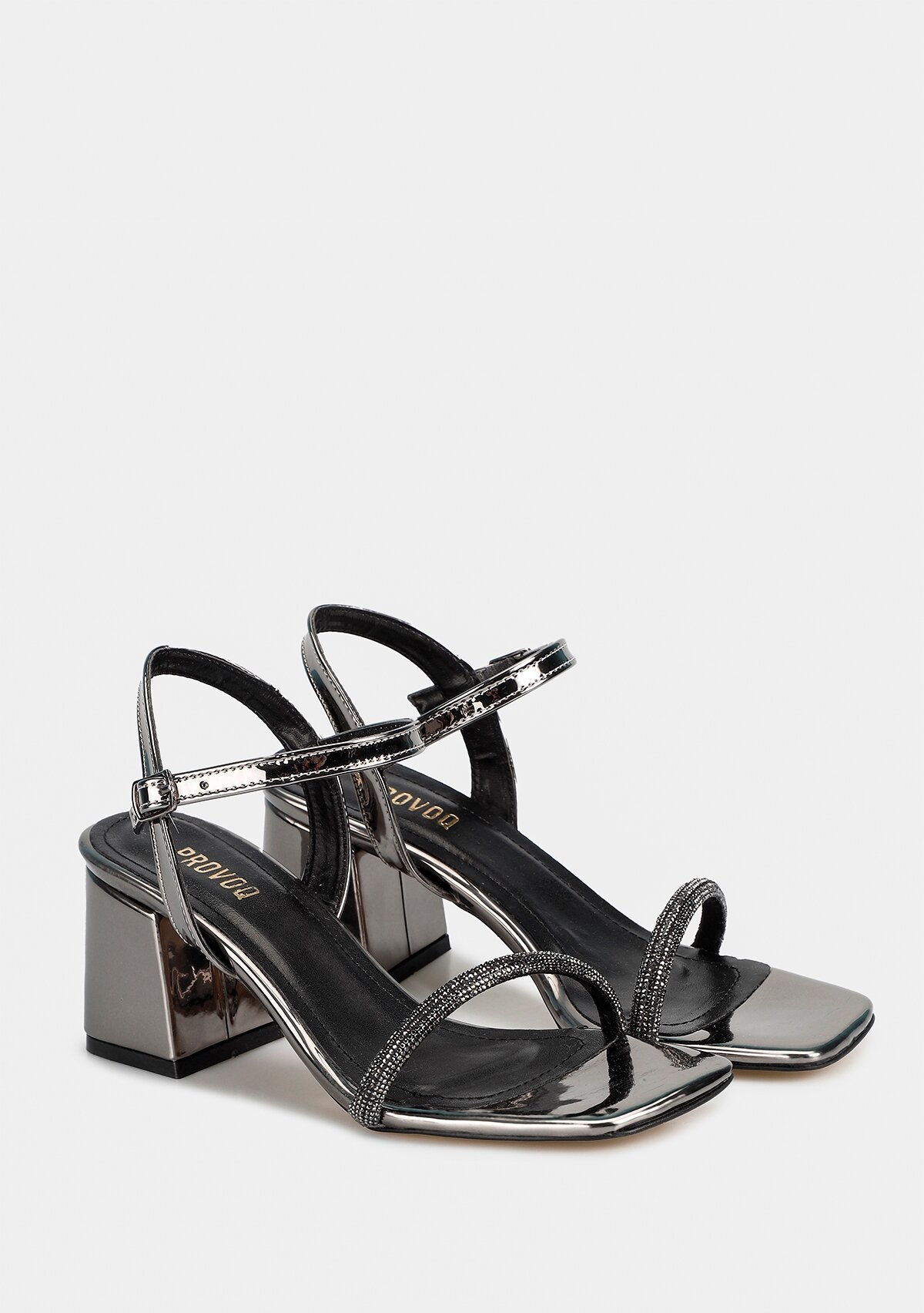 Platin Kadın Topuklu Sandalet