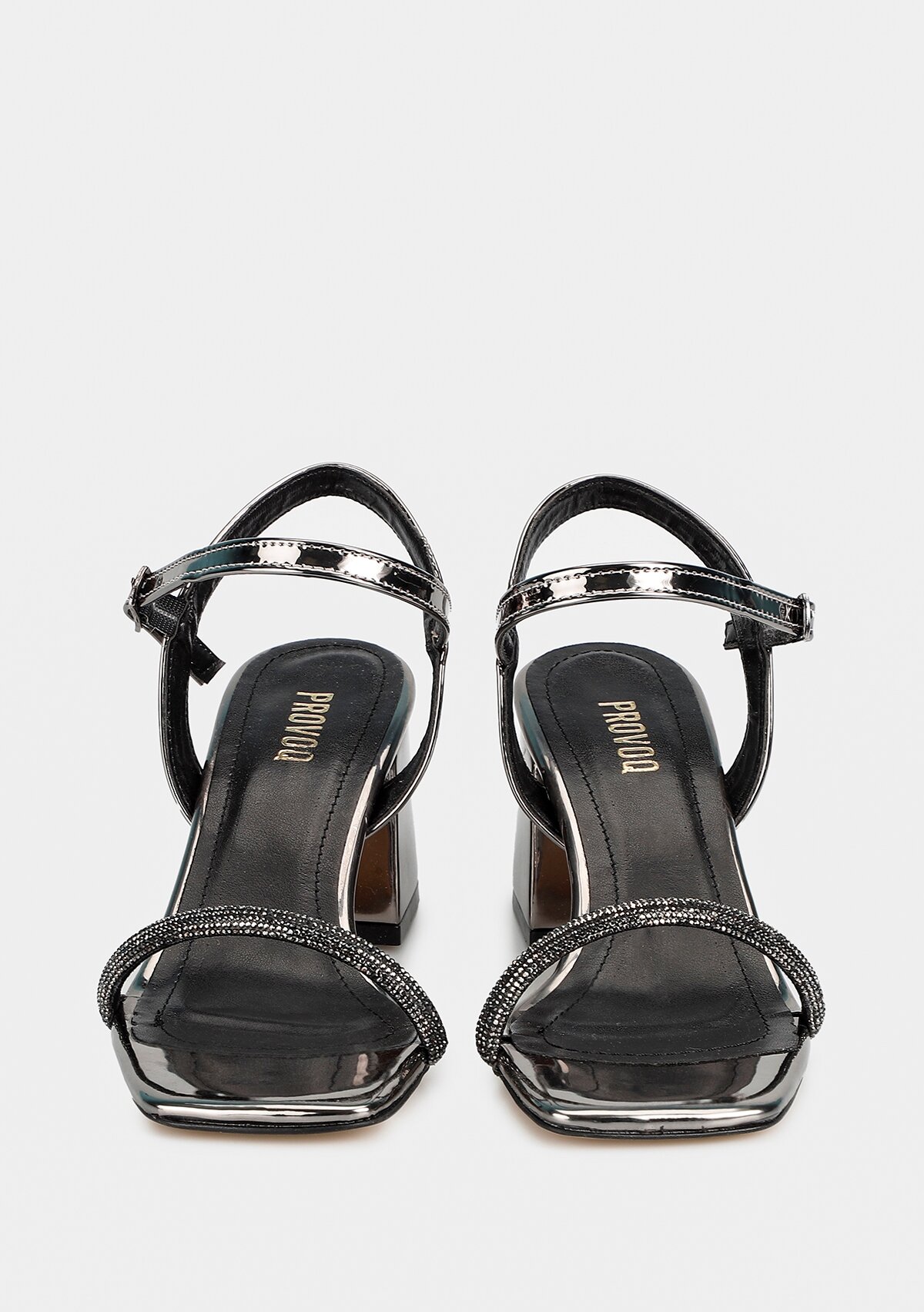 Platin Kadın Topuklu Sandalet