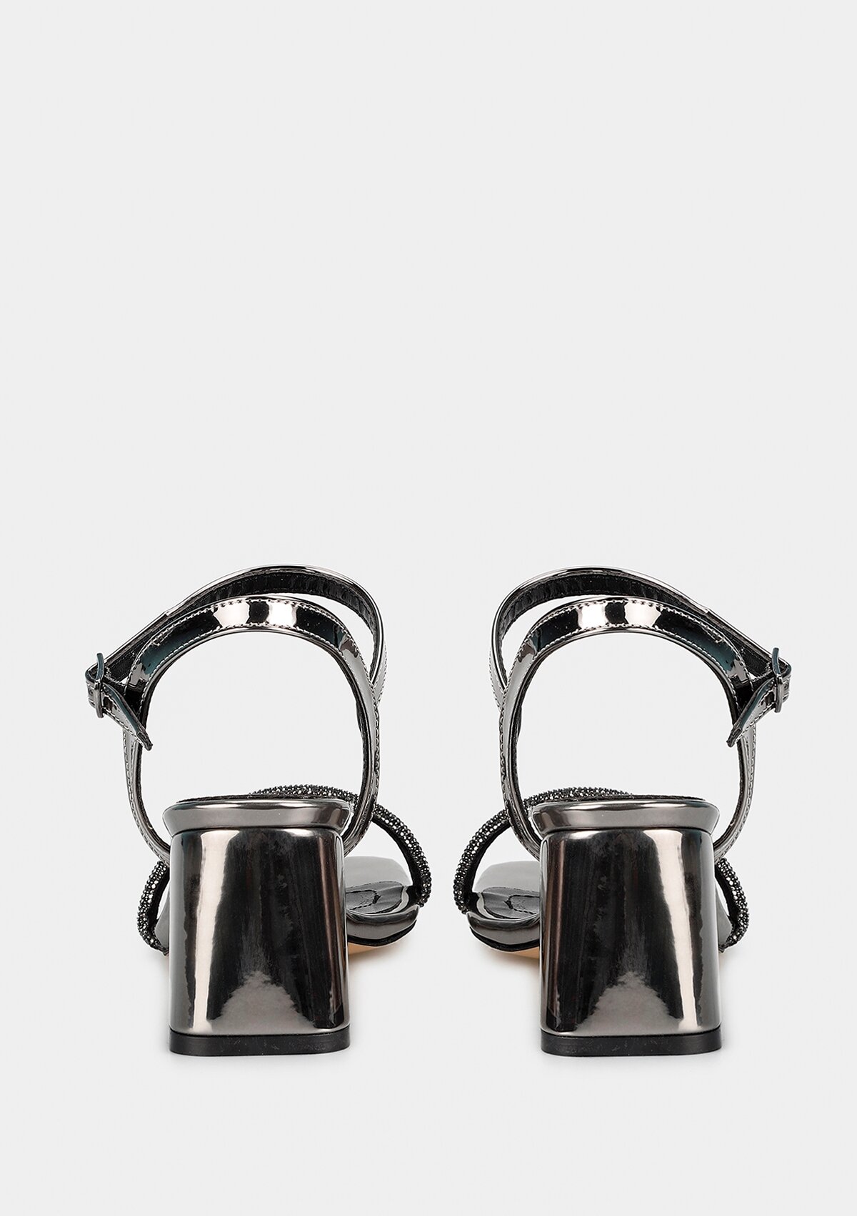 Platin Kadın Topuklu Sandalet