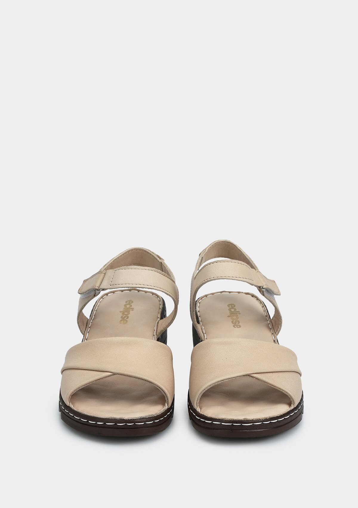 Bej Deri Kadın Konfor Sandalet