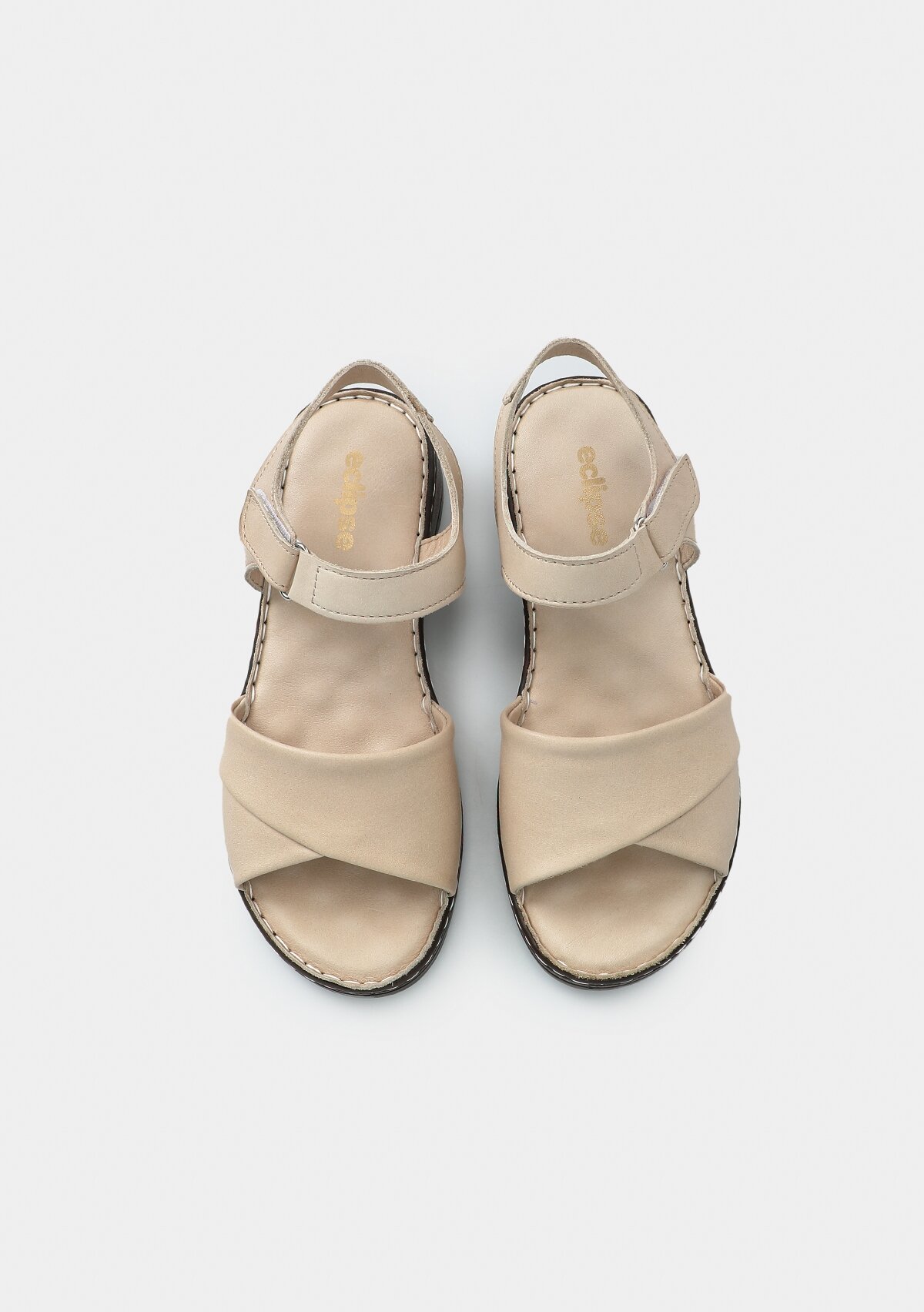 Bej Deri Kadın Konfor Sandalet