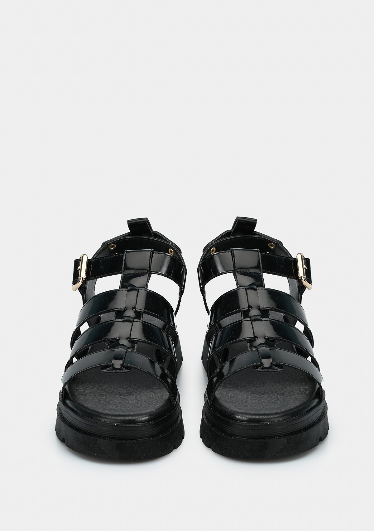 Siyah Kadın Düz Sandalet