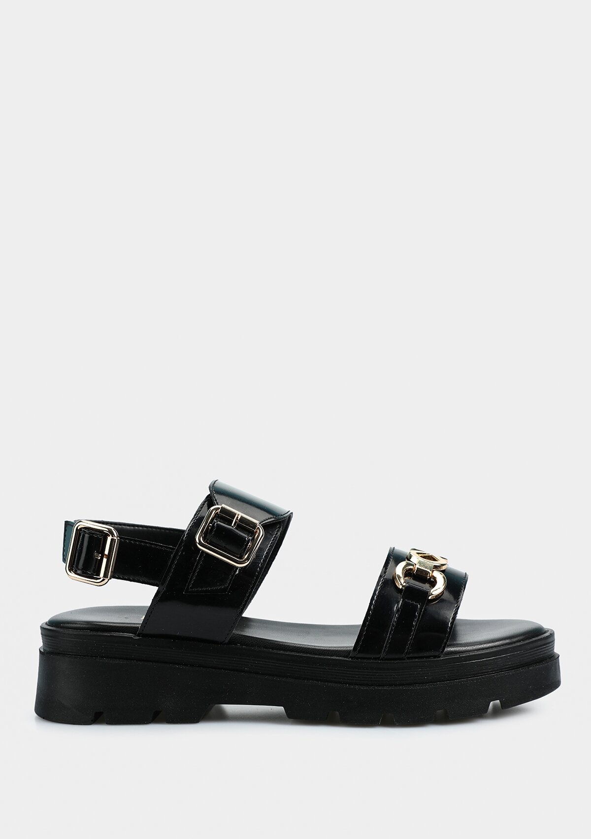 Siyah Kadın Düz Sandalet