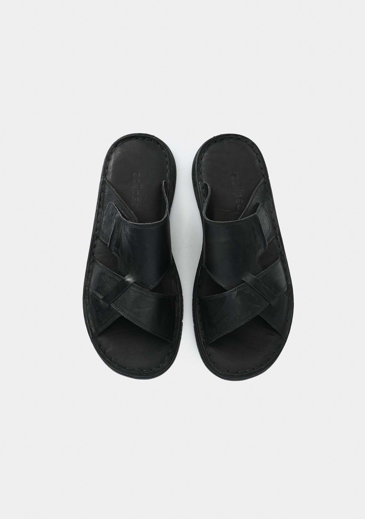 Siyah Deri Erkek Konfor Terlik