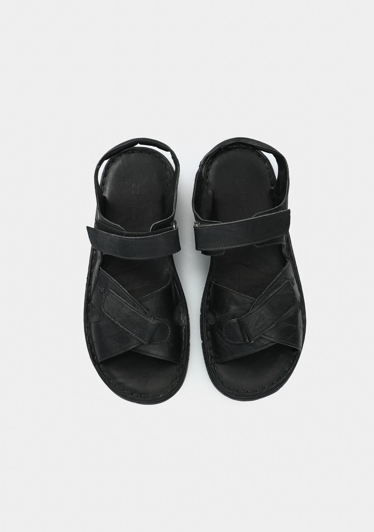 Siyah Deri Erkek Konfor Sandalet