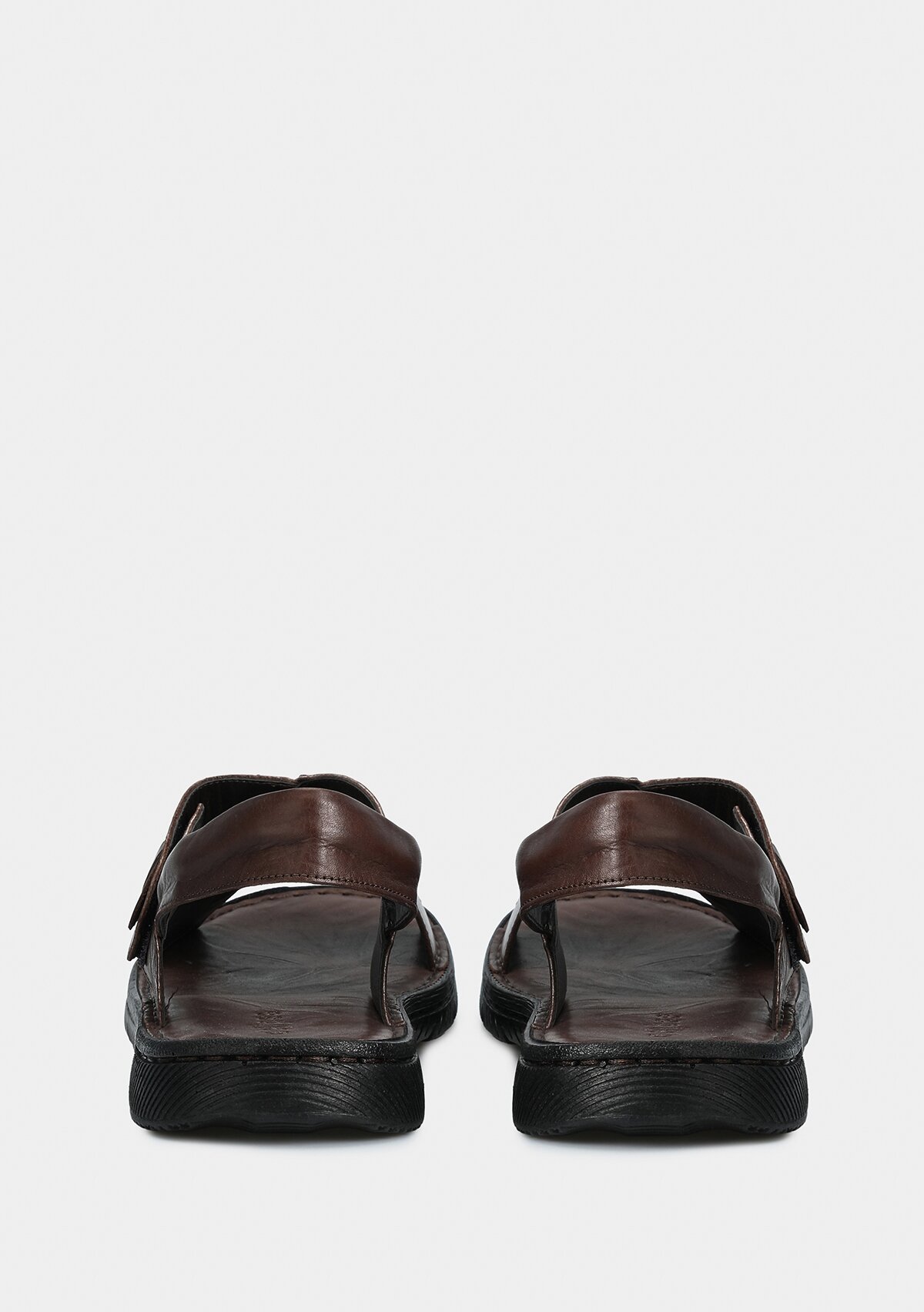 Kahve Deri Erkek Düz Sandalet