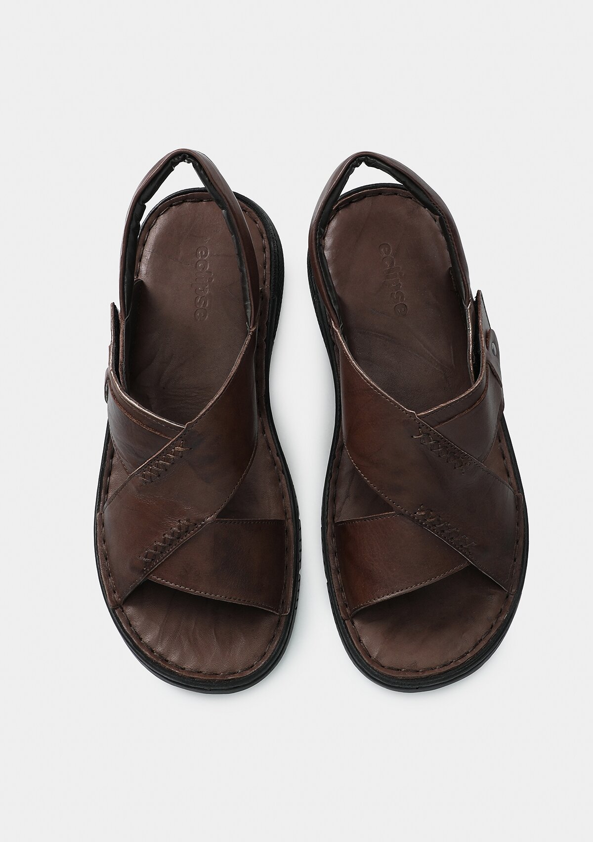 Kahve Deri Erkek Düz Sandalet