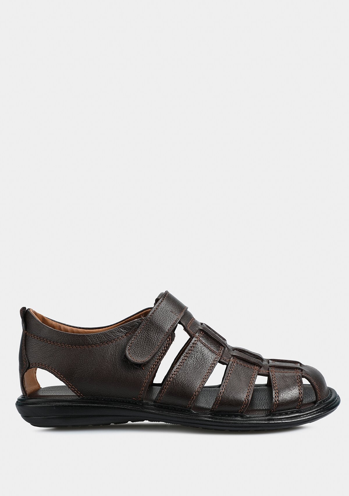 Kahve Deri Erkek Düz Sandalet