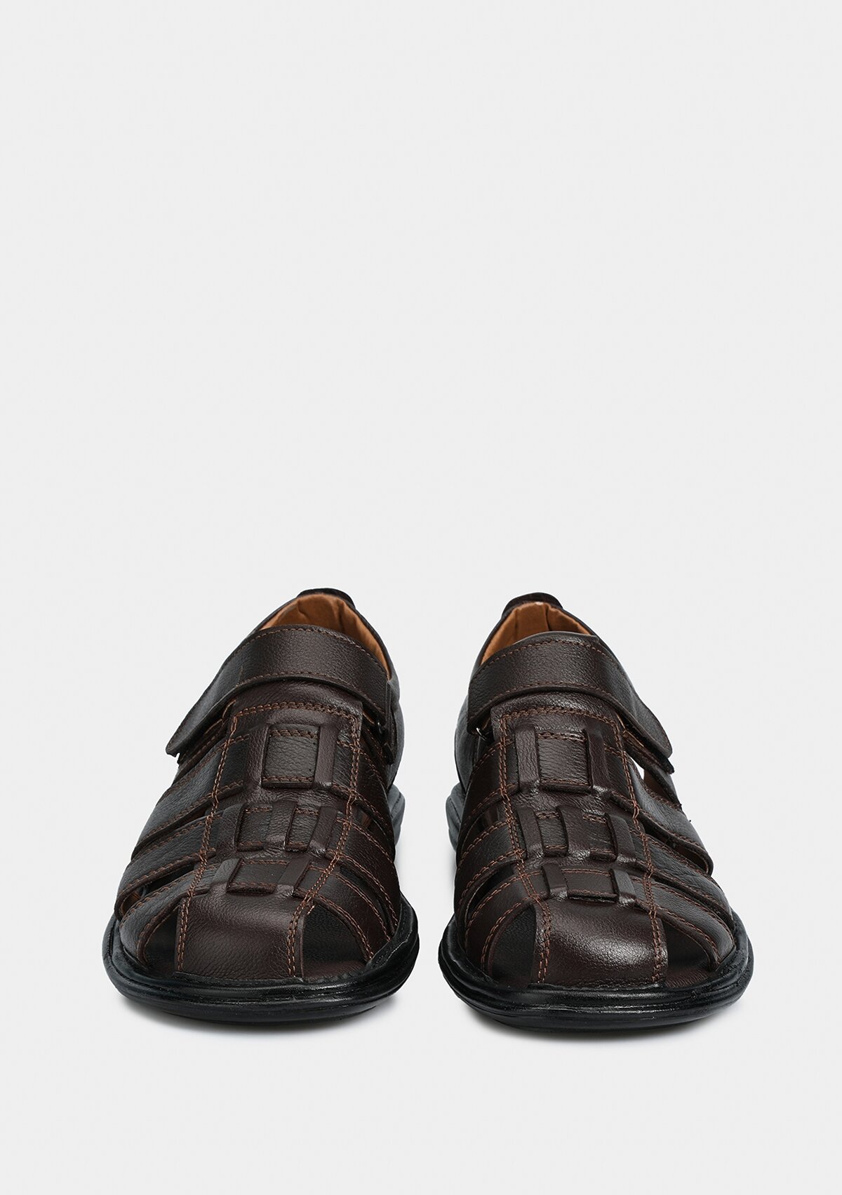 Kahve Deri Erkek Düz Sandalet