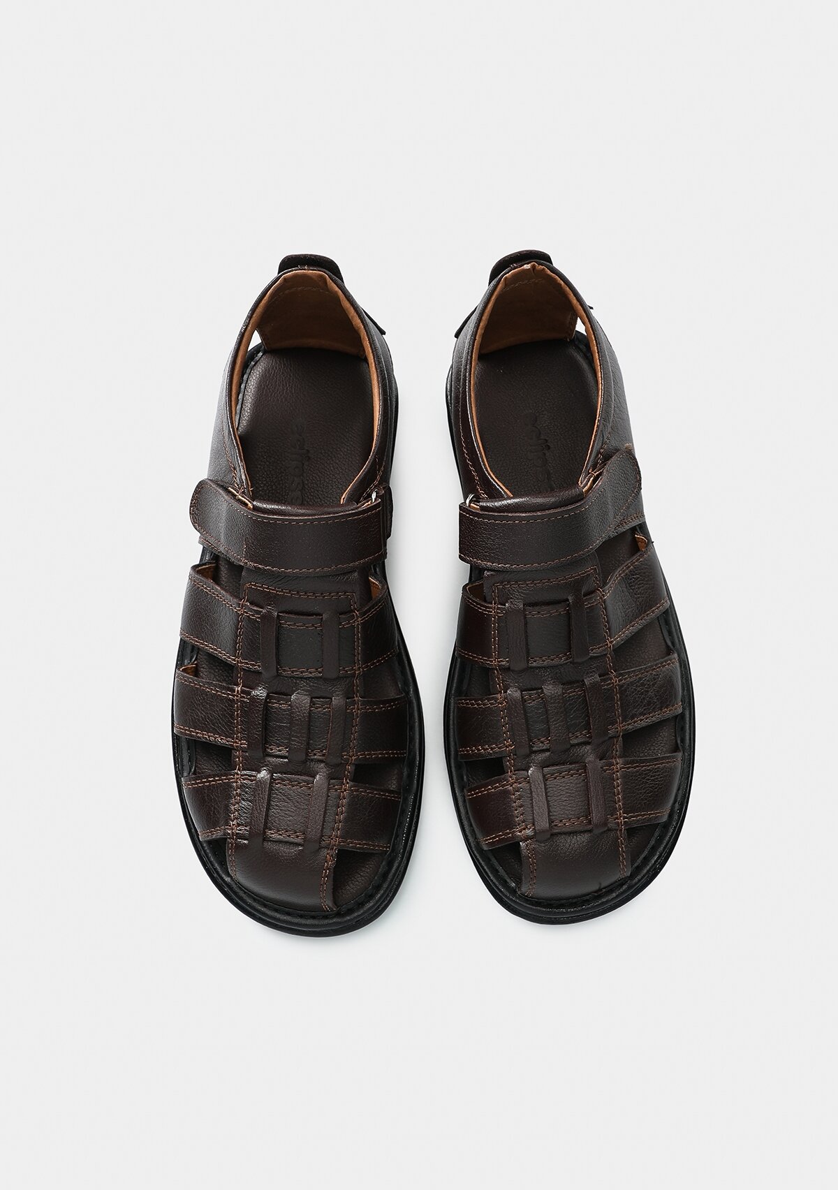 Kahve Deri Erkek Düz Sandalet