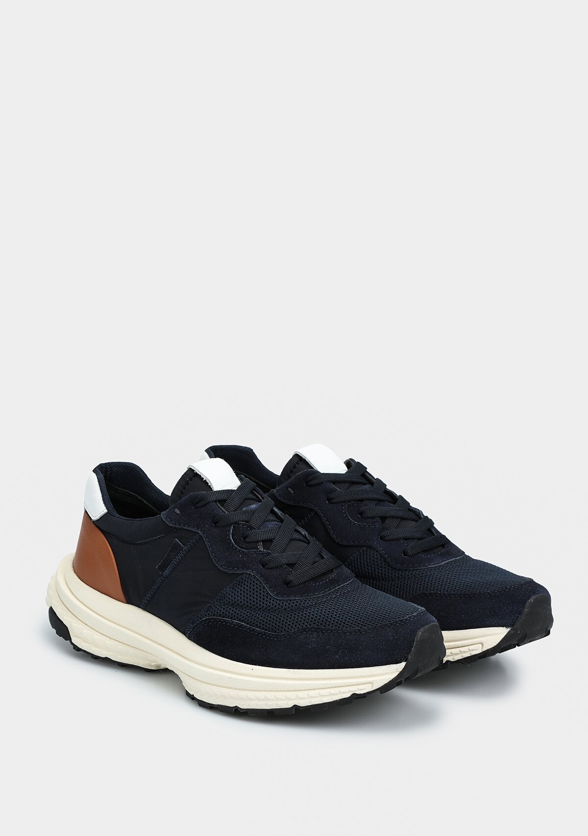 Lacivert Deri Erkek Sneaker