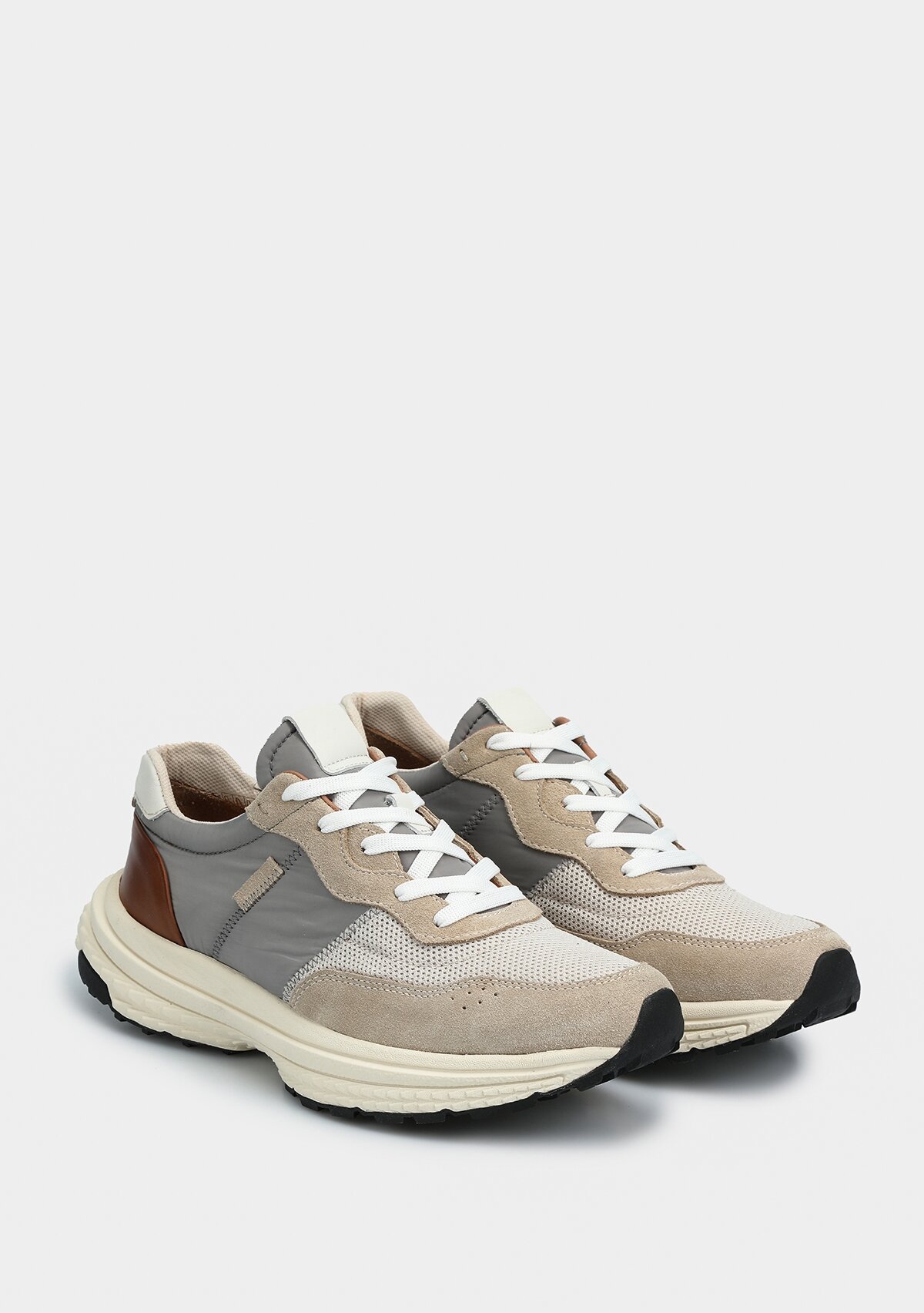 Bej Deri Erkek Sneaker