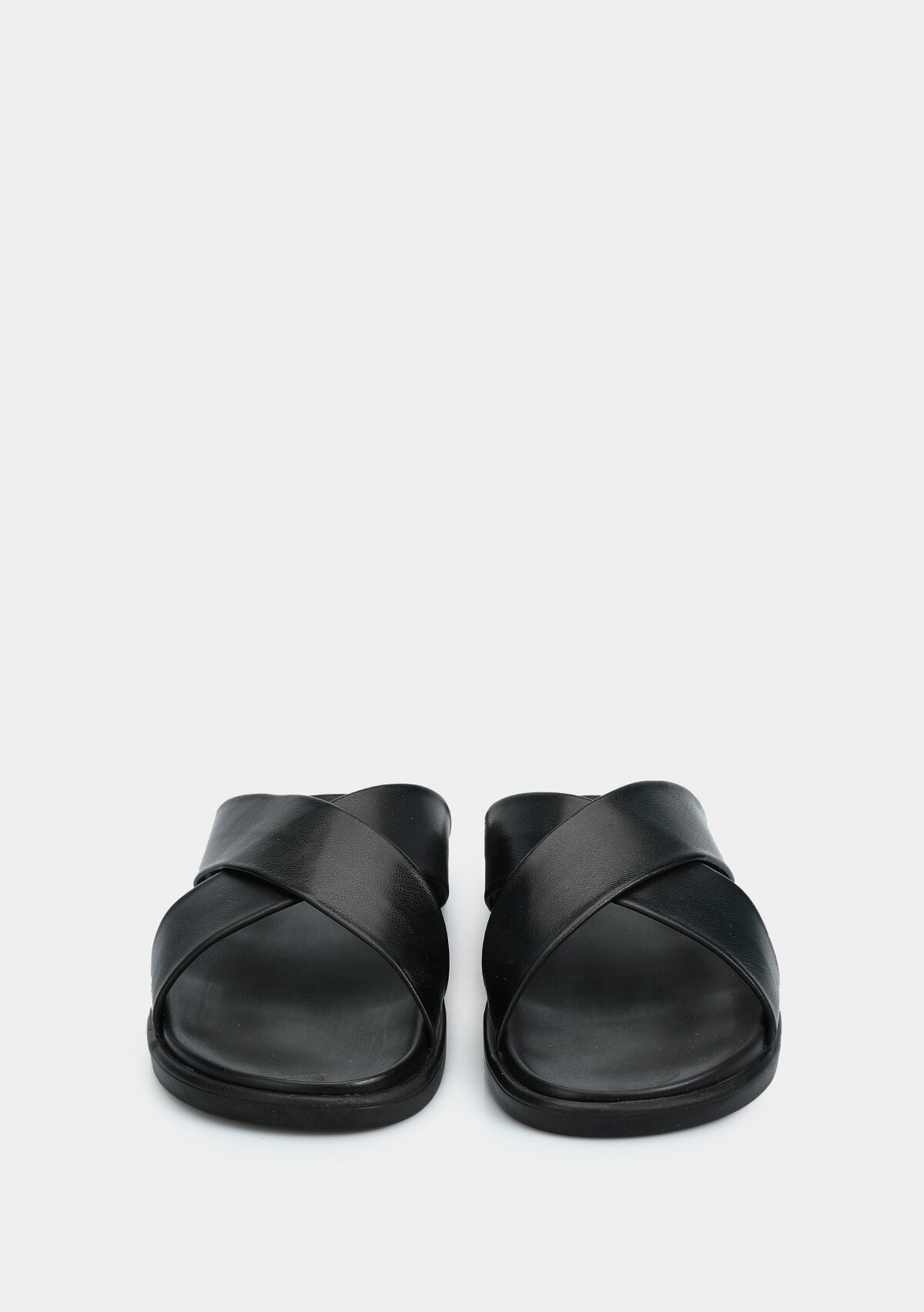 Siyah Deri Erkek Konfor Terlik