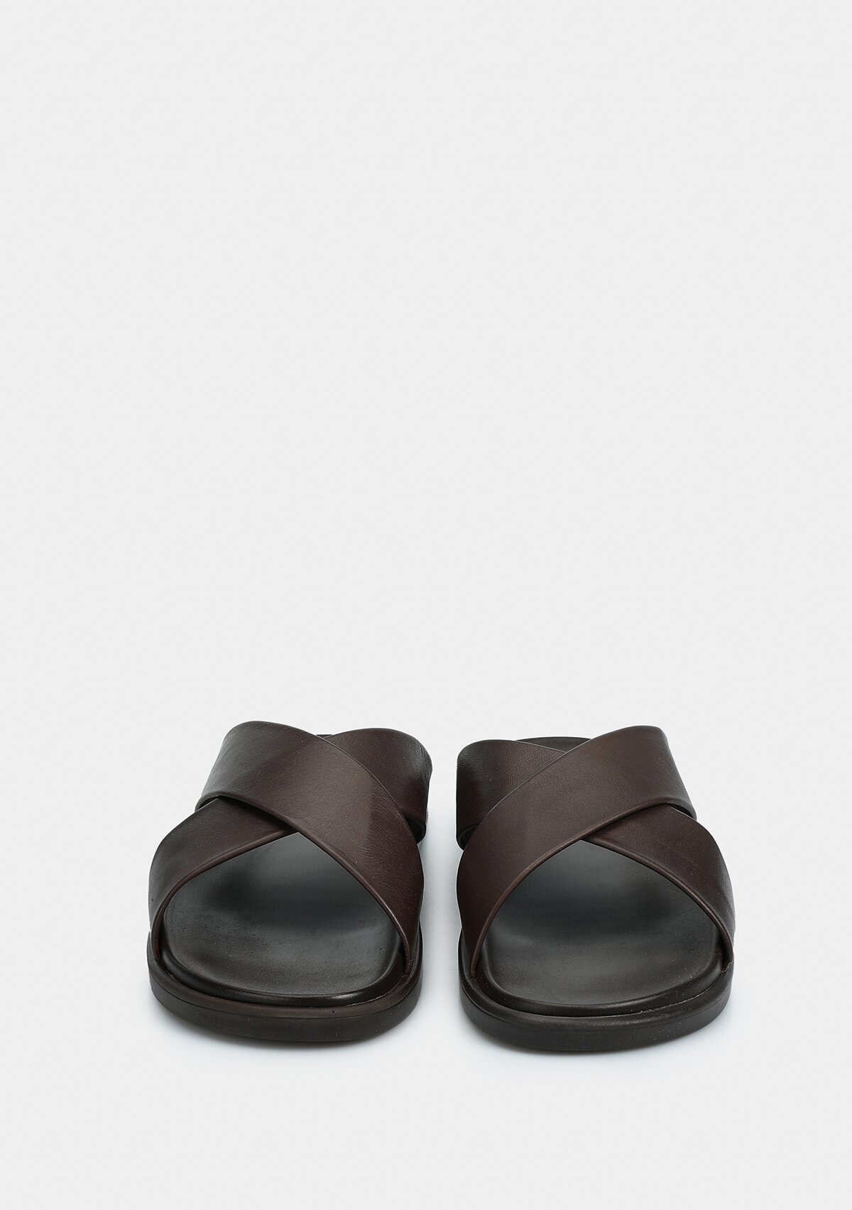 Kahve Deri Erkek Konfor Terlik