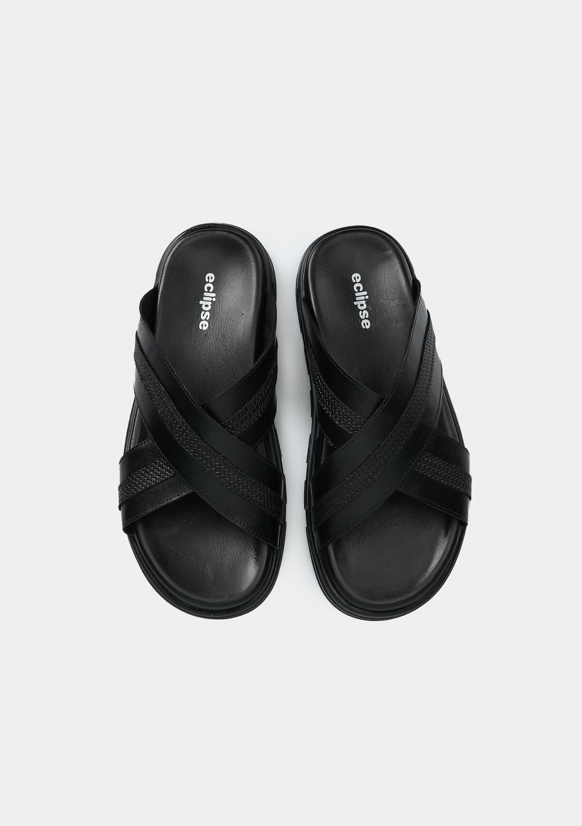 Siyah Deri Erkek Konfor Terlik