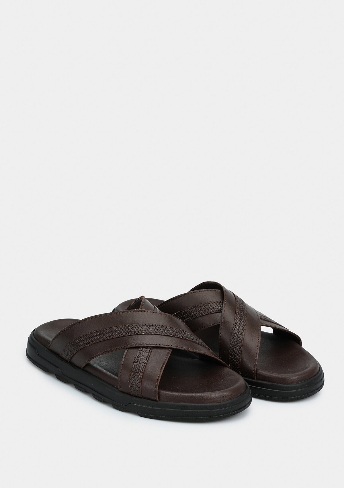 Kahve Deri Erkek Konfor Terlik