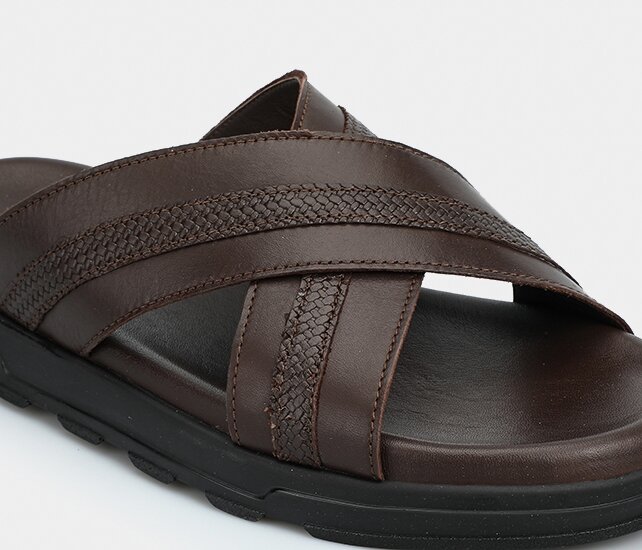 Kahve Deri Erkek Konfor Terlik