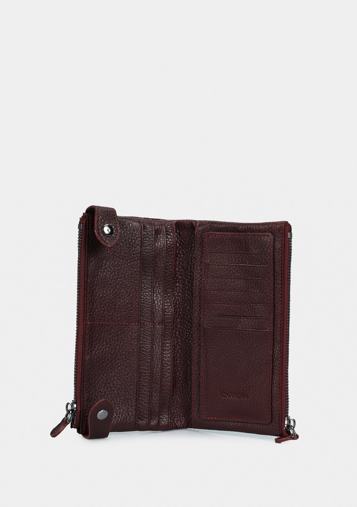 Bordo  Carrera 004 Çift Fermuarlı Flother Cüzdan Bordo