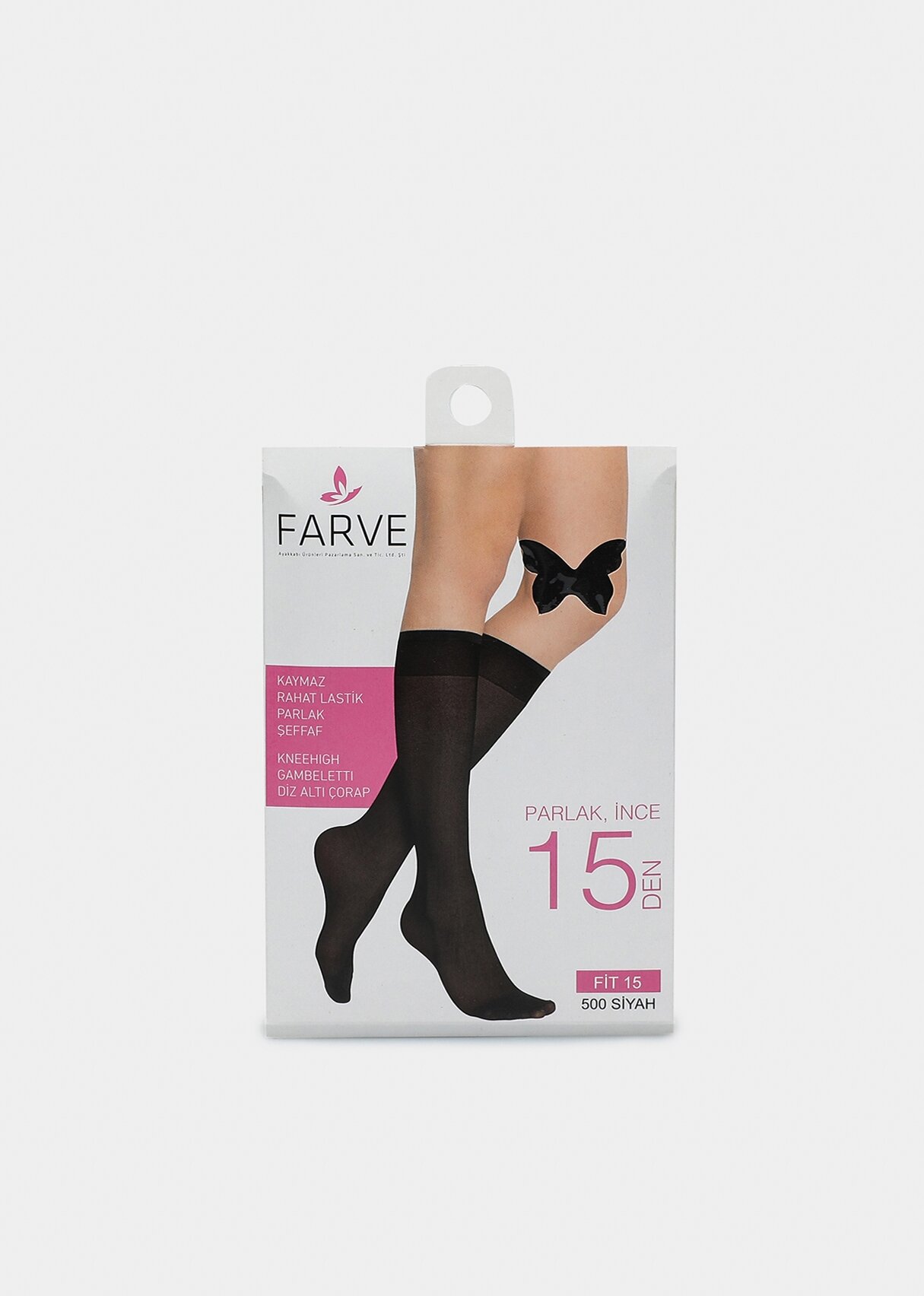Siyah  Farve Fit Diz Altı Çorap Siyah