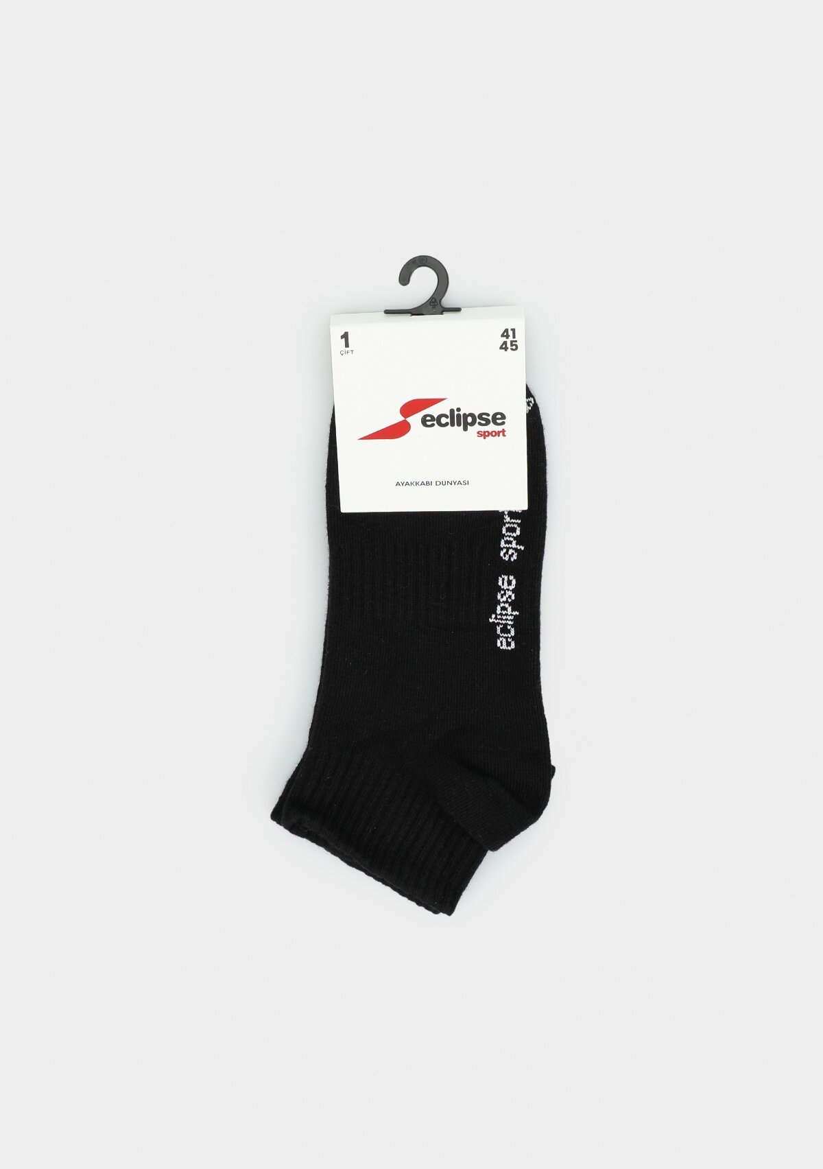 Beyaz  Eclipse Sport ES005 Siyah Yarım Spor Tekli Çorap