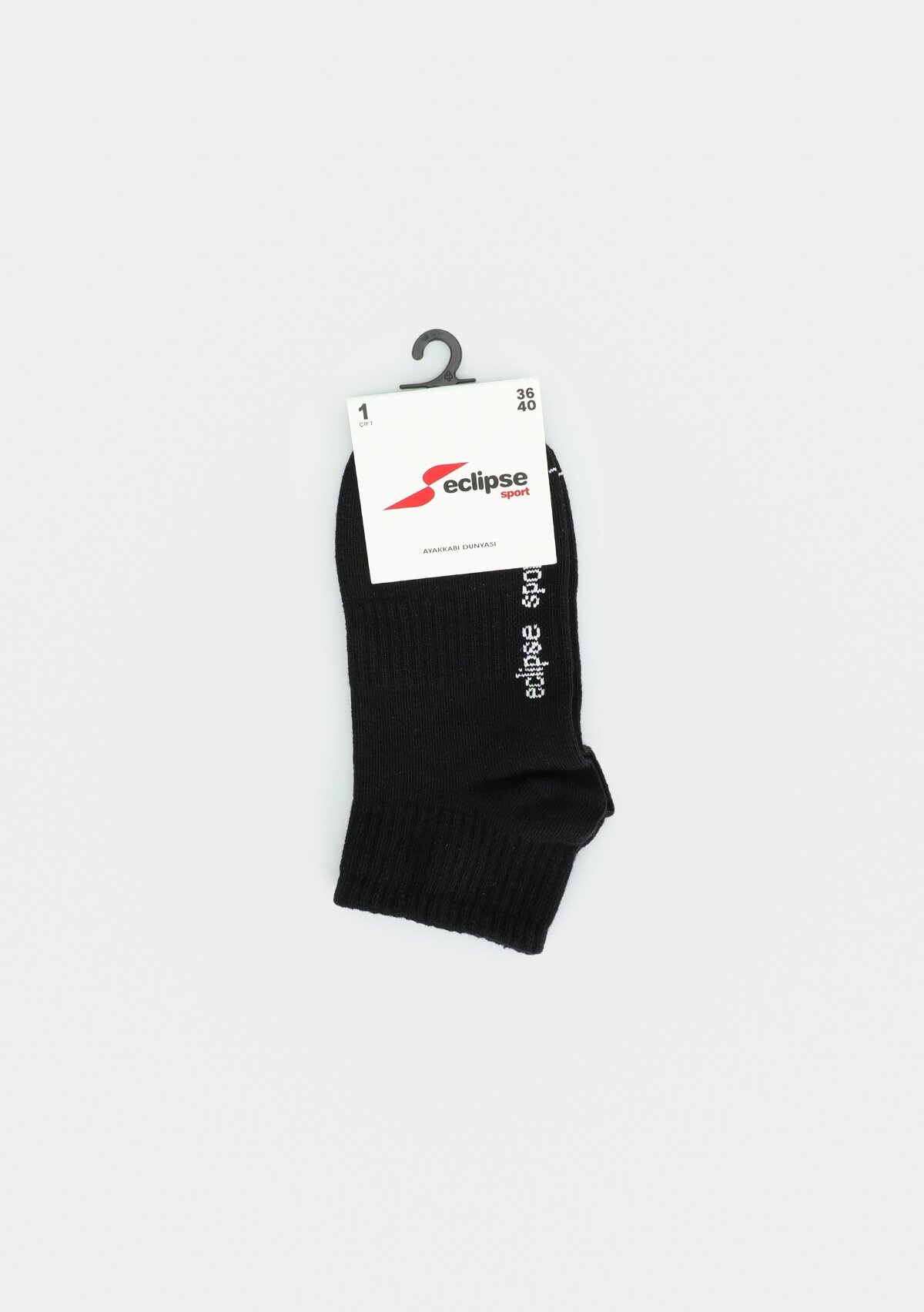 Krem  Eclipse Sport ES005 Siyah Yarım Spor Tekli Çorap