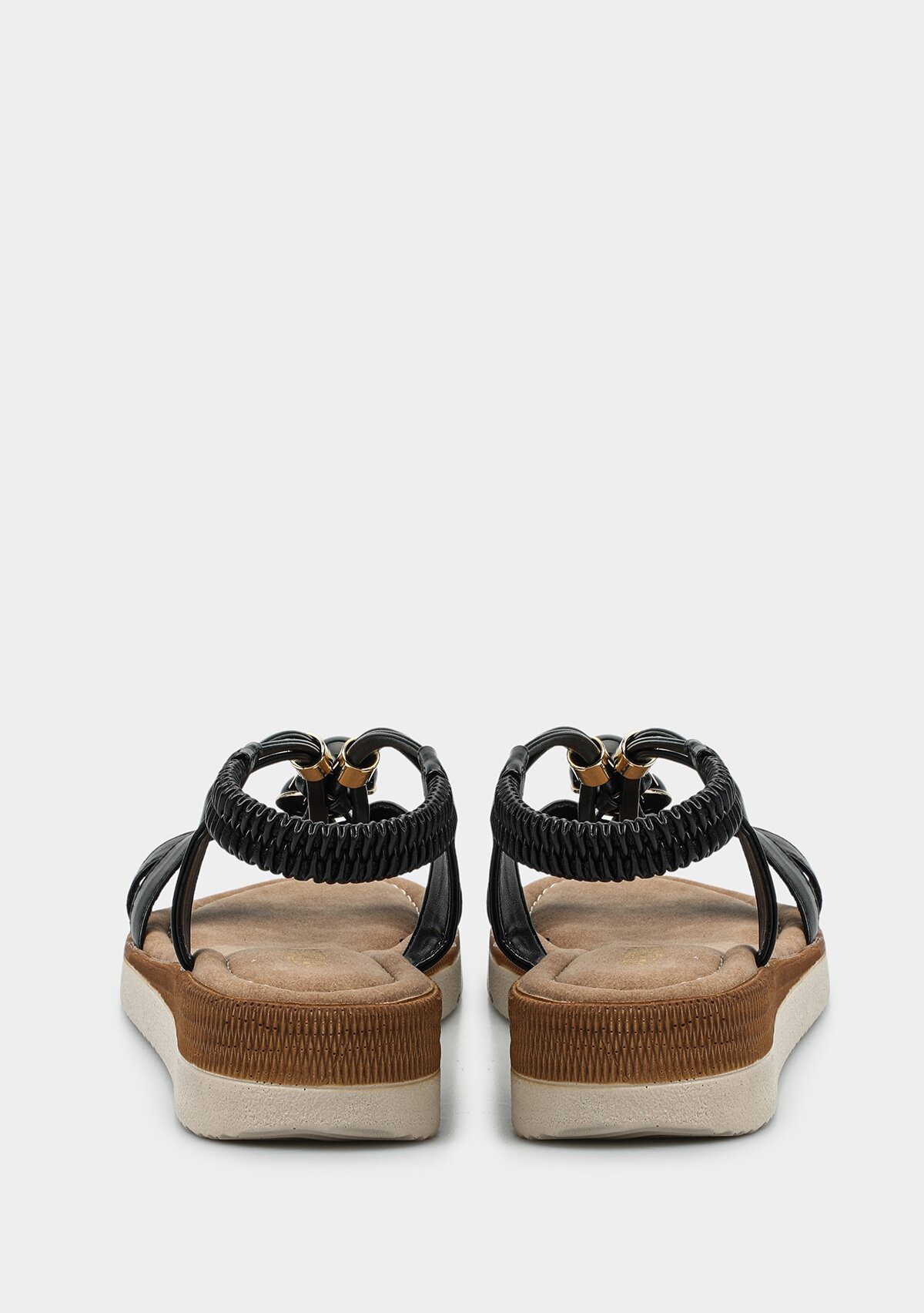 Siyah Kadın Düz Sandalet